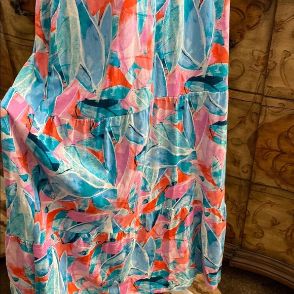 D&Co Beach Blue and Pink Sleeveless Sundress with Scoop Neck - Picture 8 of 13